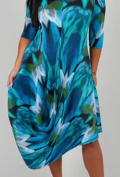 Alquema Dresses^Long Draper Dress in Aqua Bows