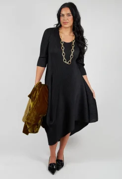 Alquema Dresses^Long Draper Dress in Black