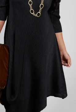 Alquema Dresses^Long Draper Dress in Black