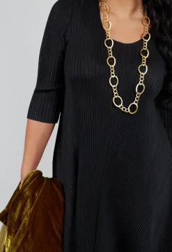 Alquema Dresses^Long Draper Dress in Black