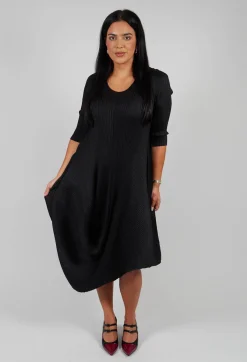 Alquema Dresses^Long Draper Dress in Black