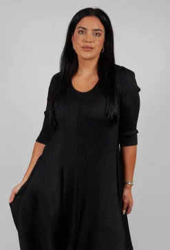 Alquema Dresses^Long Draper Dress in Black