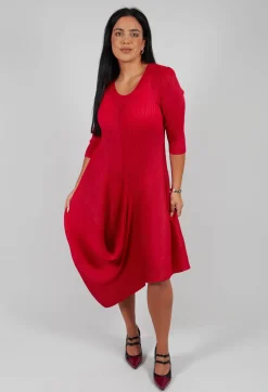Alquema Dresses^Long Draper Dress in Red