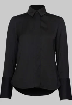 Collectors Club Shirts & Blouses^Long Fitted Shirt in Shiny Black