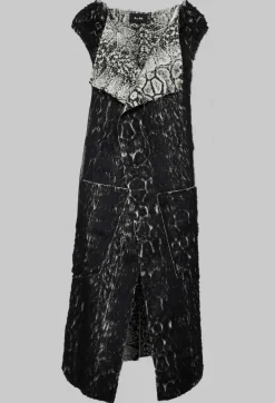 a_me Jackets^Long Gillet in Black Print