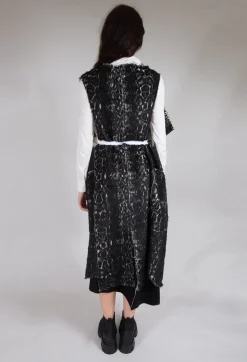 a_me Jackets^Long Gillet in Black Print
