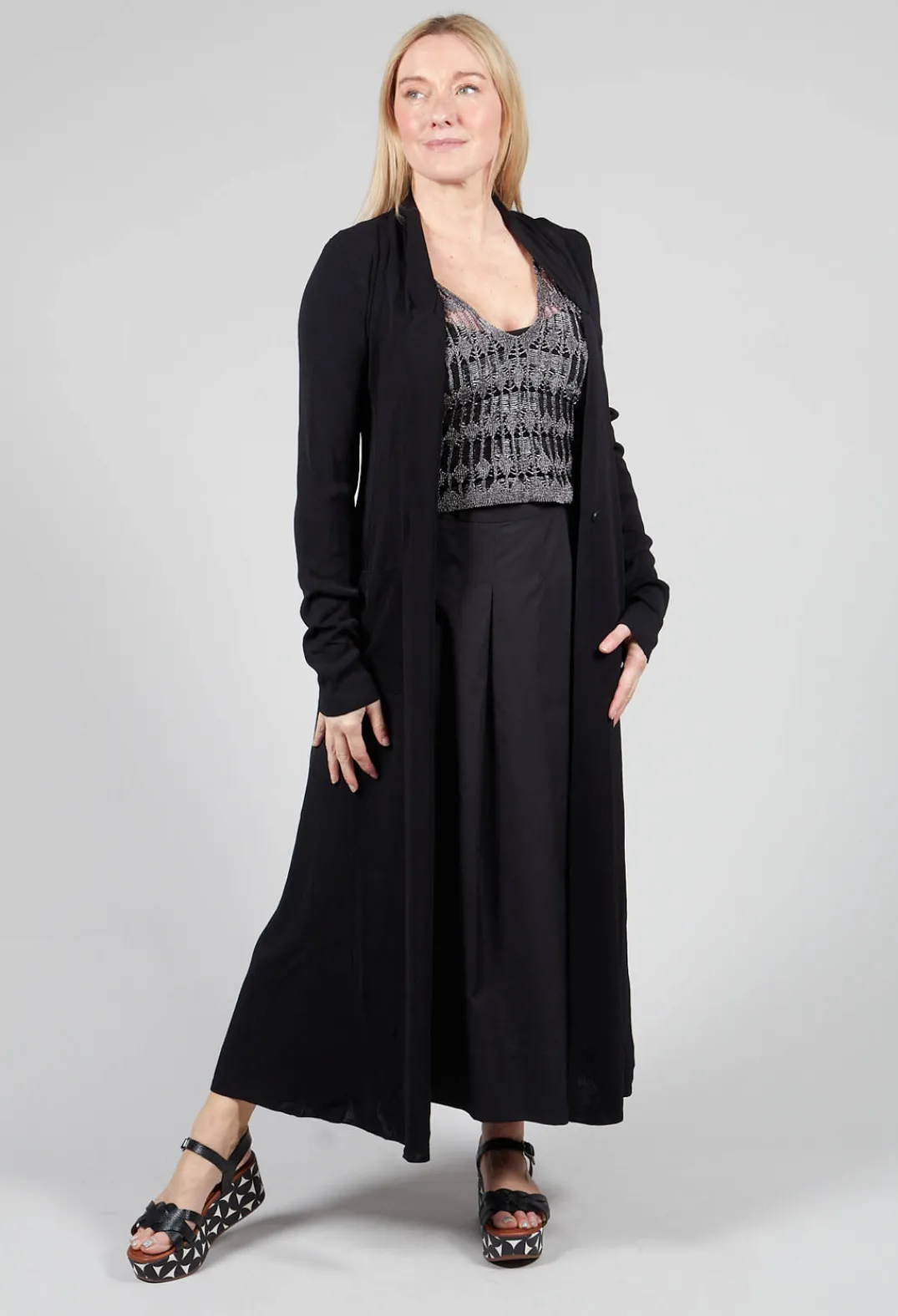 Isabel Benenato Cardigans^Long Knit Cardigan in Black