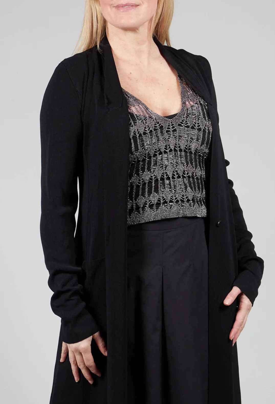Isabel Benenato Cardigans^Long Knit Cardigan in Black