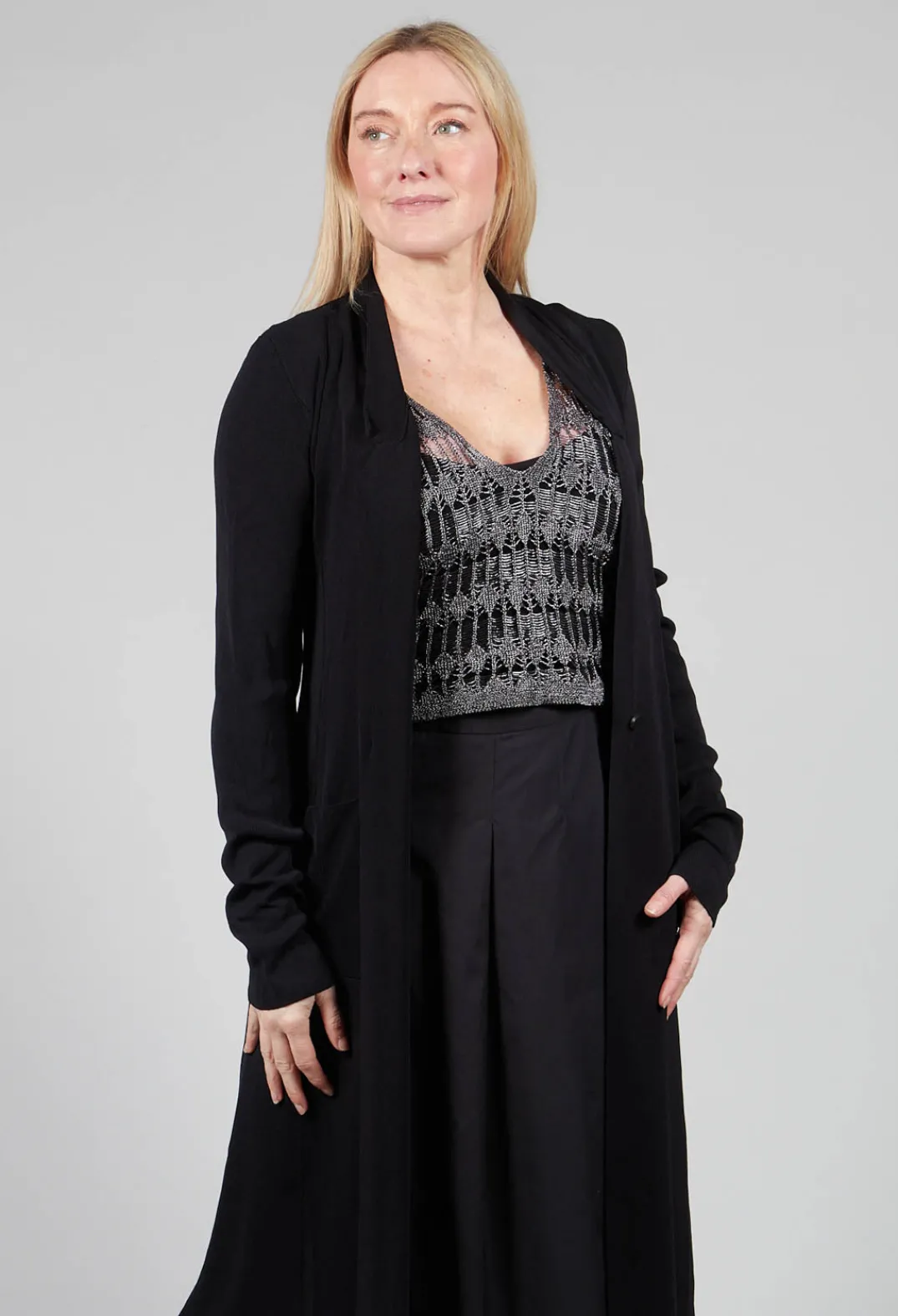 Isabel Benenato Cardigans^Long Knit Cardigan in Black