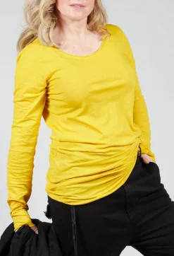 Rundholz Dip T-shirts^Long Length Long Sleeved T Shirt in Lemon