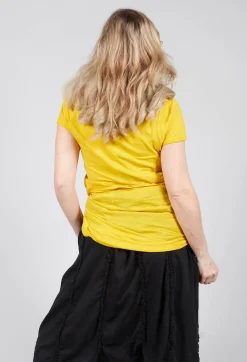 Rundholz Dip T-shirts^Long Length Short Sleeved T Shirt in Yellow