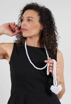 Pluslavie Necklaces^Long Necklace with Large Heart Pendant in Pearl White
