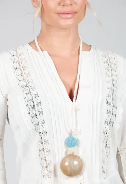 Beatrice Markatos Necklaces^Long Necklace with Small Beads and Large Resin Pendant