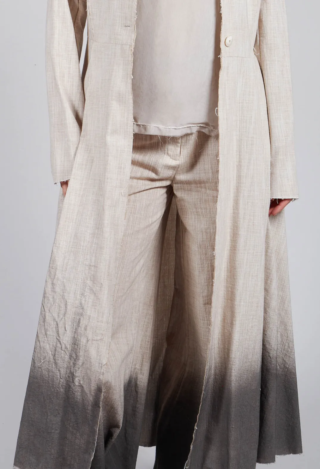 Sanctamuerte Coats^Long Ombre Coat in Cotone Degrade Sand