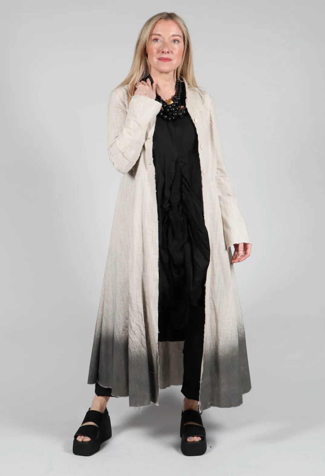 Sanctamuerte Coats^Long Ombre Coat in Cotone Degrade Sand