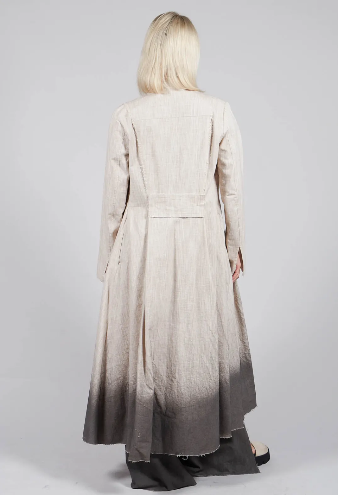 Sanctamuerte Coats^Long Ombre Coat in Cotone Degrade Sand