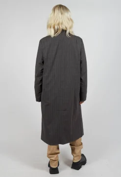 Umit Unal Coats^Long Pinstripe Coat in Slate