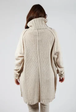 Rundholz Mainline Tops^Long Relaxed Roll Neck Jumper in Bone Mel