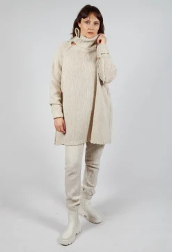 Rundholz Mainline Tops^Long Relaxed Roll Neck Jumper in Bone Mel