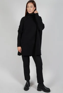 Rundholz Mainline Tops^Long Relaxed Roll Neck Jumper in Black