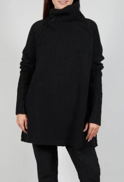 Rundholz Mainline Tops^Long Relaxed Roll Neck Jumper in Black