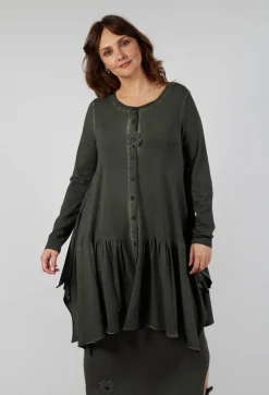 Pluslavie Tops^Long Ribbon Jacket in Olive