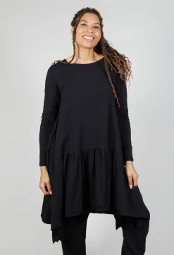 Pluslavie Tops^Long Ribbon Shirt in Black
