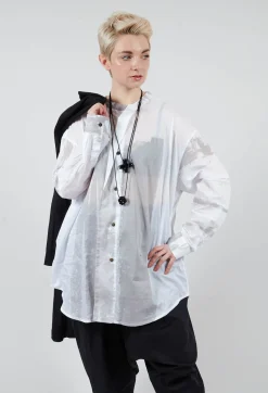 Moyuru Shirts & Blouses^Long Shirt with Print in White