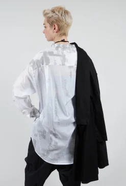 Moyuru Shirts & Blouses^Long Shirt with Print in White