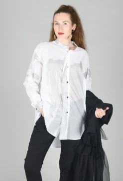 Moyuru Shirts & Blouses^Long Shirt with Print in White