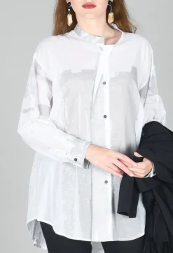 Moyuru Shirts & Blouses^Long Shirt with Print in White
