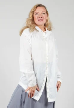 Umit Unal Shirts & Blouses^Long Shirt with Ruffle Shoulder Detail in White