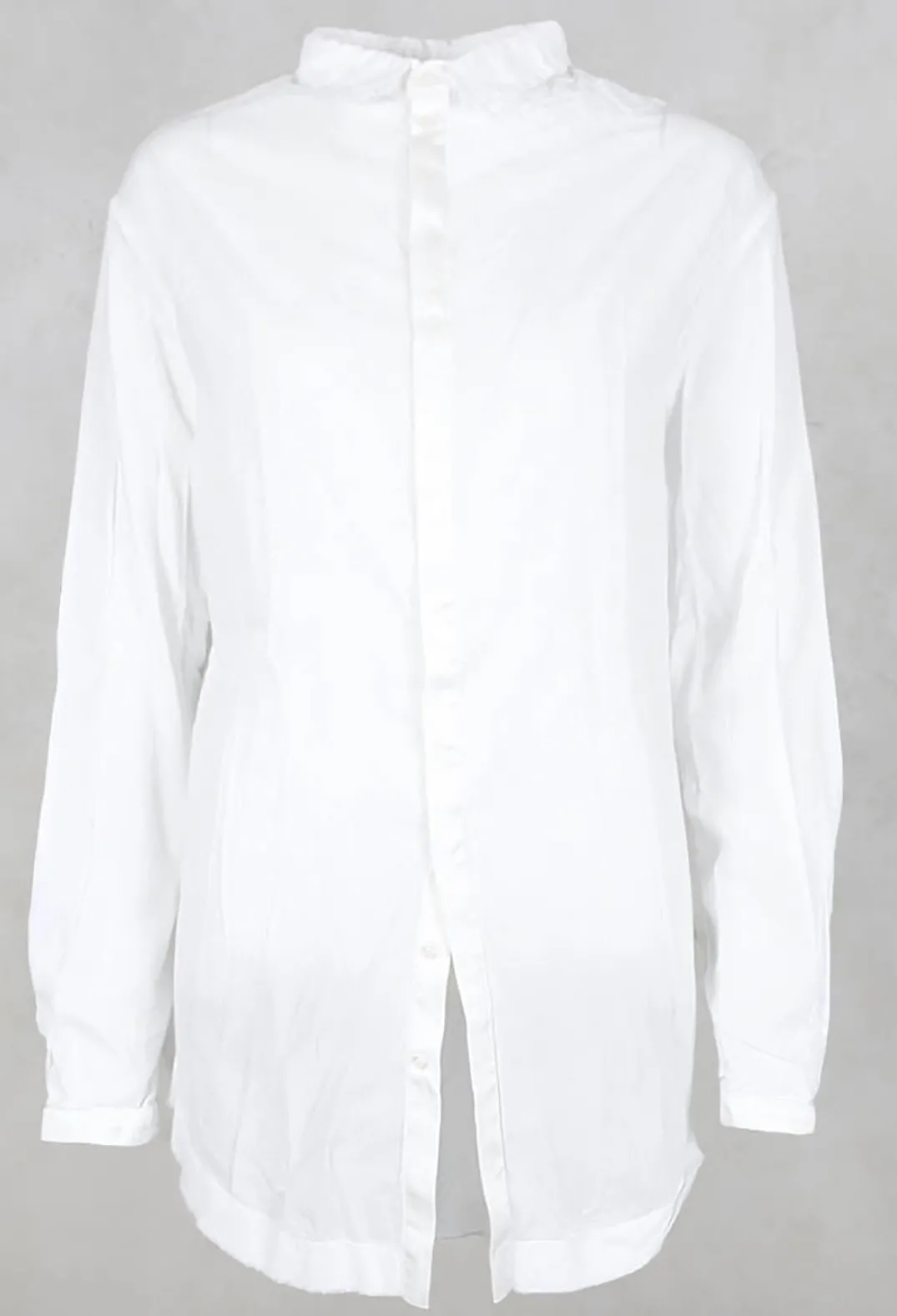 Umit Unal Shirts & Blouses^Long Shirt with Ruffle Shoulder Detail in White