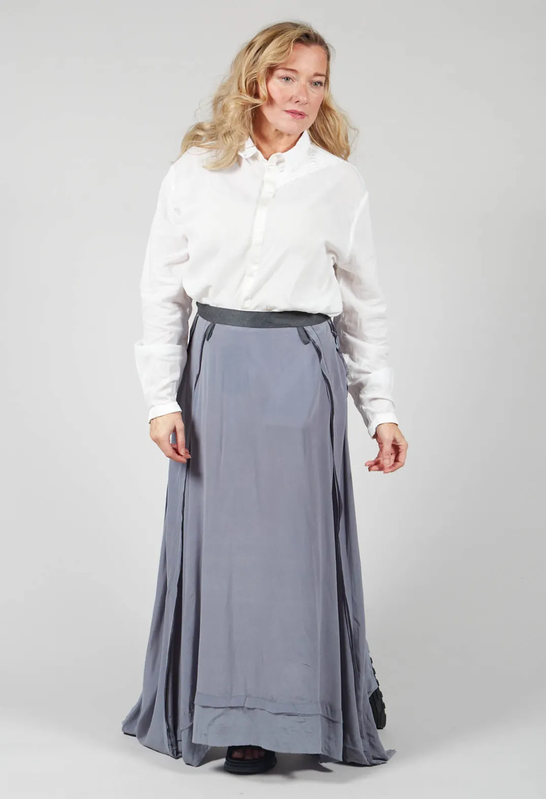 Umit Unal Shirts & Blouses^Long Shirt with Ruffle Shoulder Detail in White