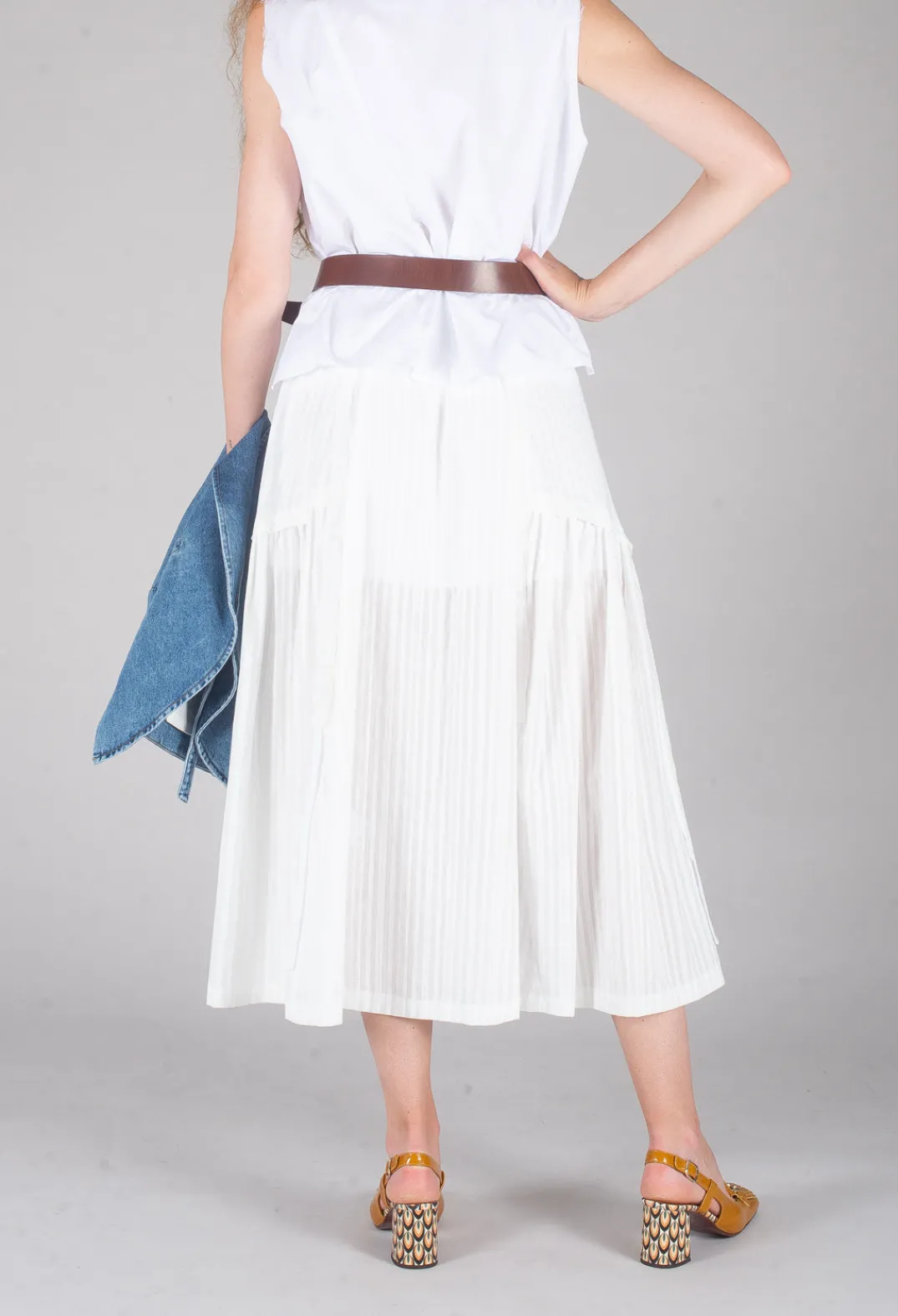 Isabel Benenato Skirts^Long Skirt in White