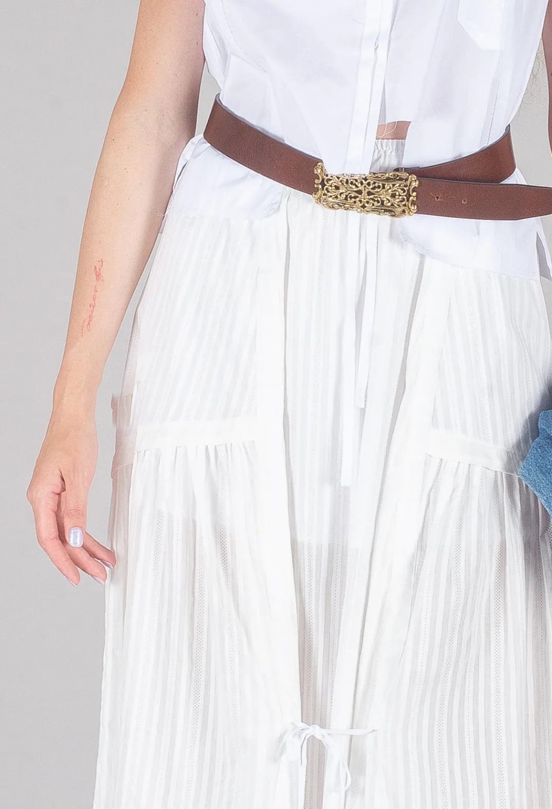 Isabel Benenato Skirts^Long Skirt in White