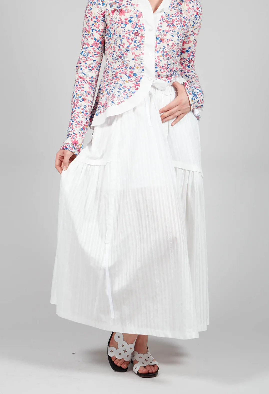 Isabel Benenato Skirts^Long Skirt in White