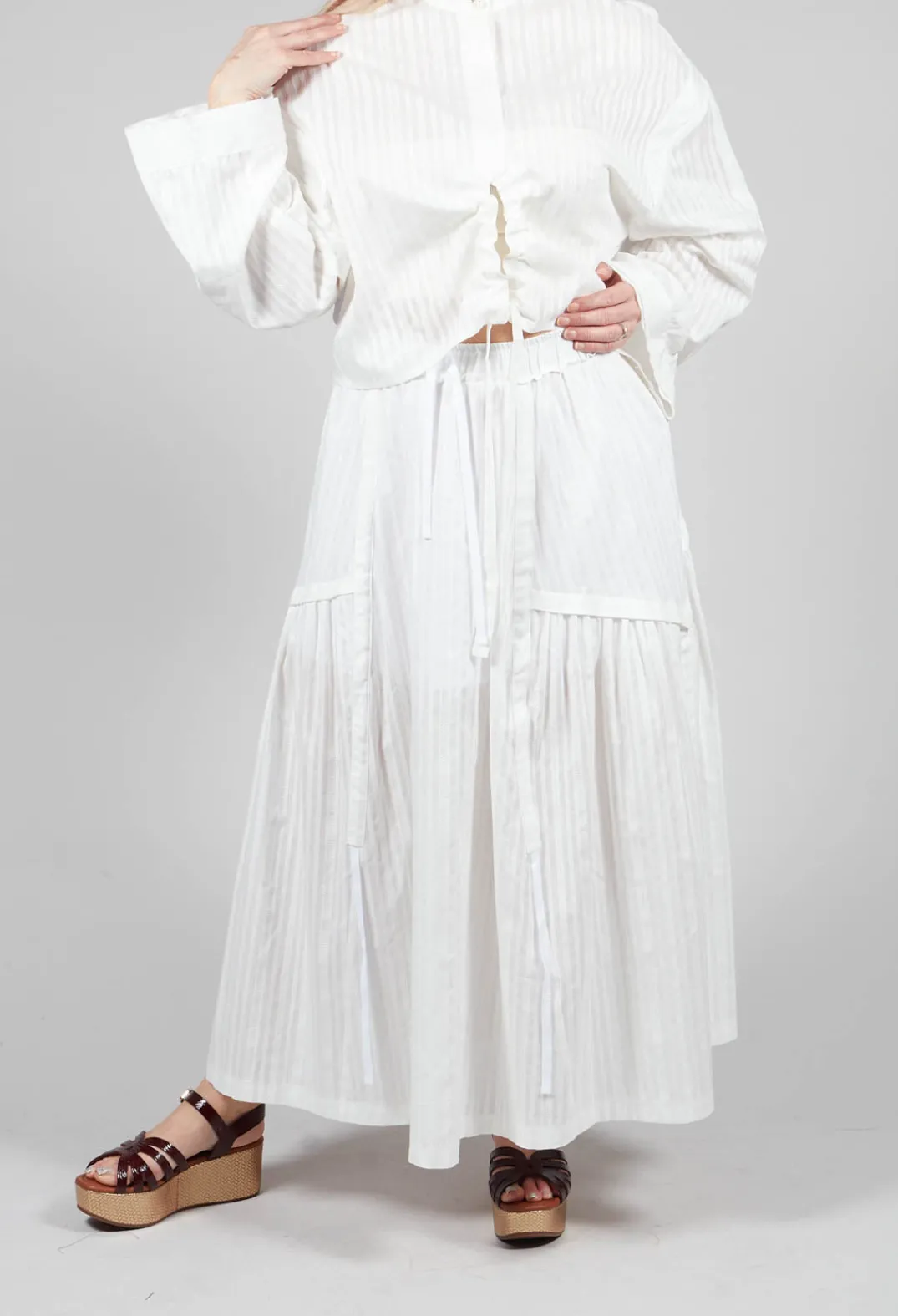 Isabel Benenato Skirts^Long Skirt in White