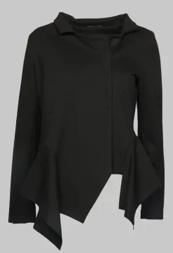 Xenia Design Jackets^Long Sleeve Jacket with Asymmetric Peplum Hem in Black