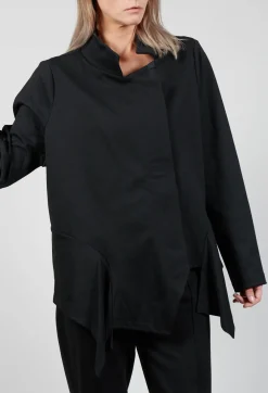 Xenia Design Jackets^Long Sleeve Jacket with Asymmetric Peplum Hem in Black