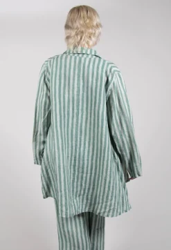 Thing Jackets^Long Sleeve Linen Stripe Jacket in Teal