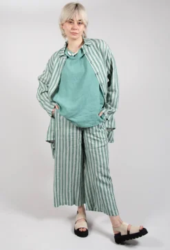 Thing Jackets^Long Sleeve Linen Stripe Jacket in Teal