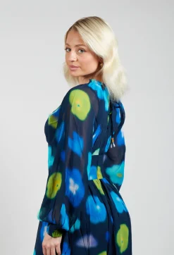 Rene Derhy Dresses^Long Sleeve Patterned Maxi Dress in Marine