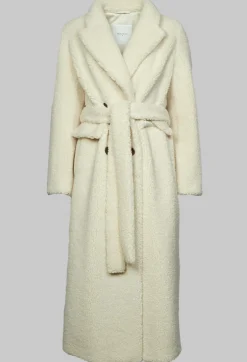 Beatrice B Coats^Long Sleeve Teddy Coat in Cream
