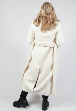 Beatrice B Coats^Long Sleeve Teddy Coat in Cream