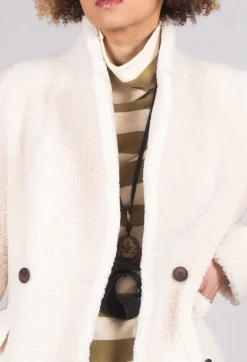 Beatrice B Coats^Long Sleeve Teddy Coat in Cream