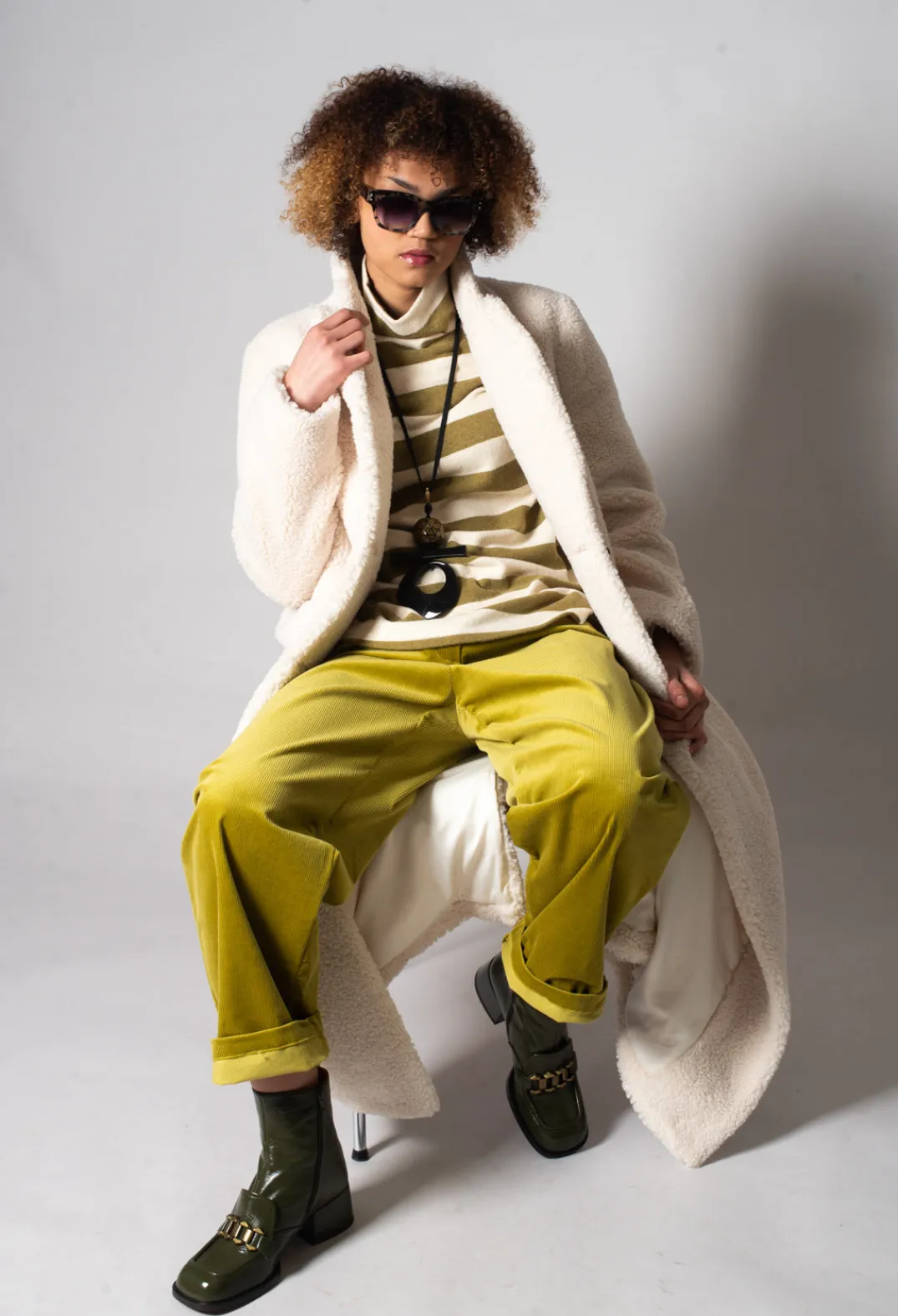 Beatrice B Coats^Long Sleeve Teddy Coat in Cream