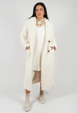 Beatrice B Coats^Long Sleeve Teddy Coat in Cream