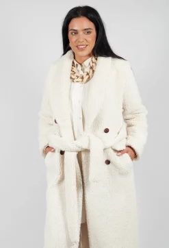 Beatrice B Coats^Long Sleeve Teddy Coat in Cream