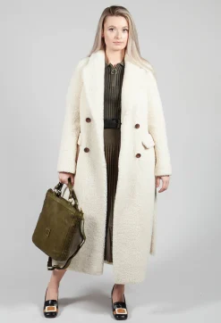 Beatrice B Coats^Long Sleeve Teddy Coat in Cream